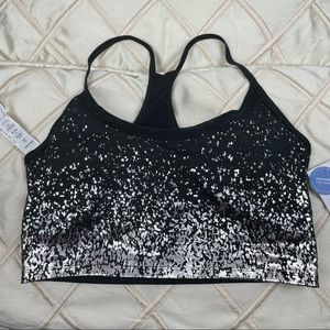 NWT Marika Black Silver Faded Splatt Sports Bra XL